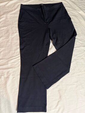 NYDJ Navy Knit Straight-Leg Dress Pants